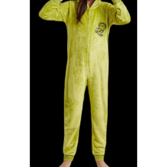 JUSTICE Grinch Hooded Union Suit Sleep Pajamas GIRLS SIZE XL 16-18 CHRISTMAS NEW - Picture 4 of 9
